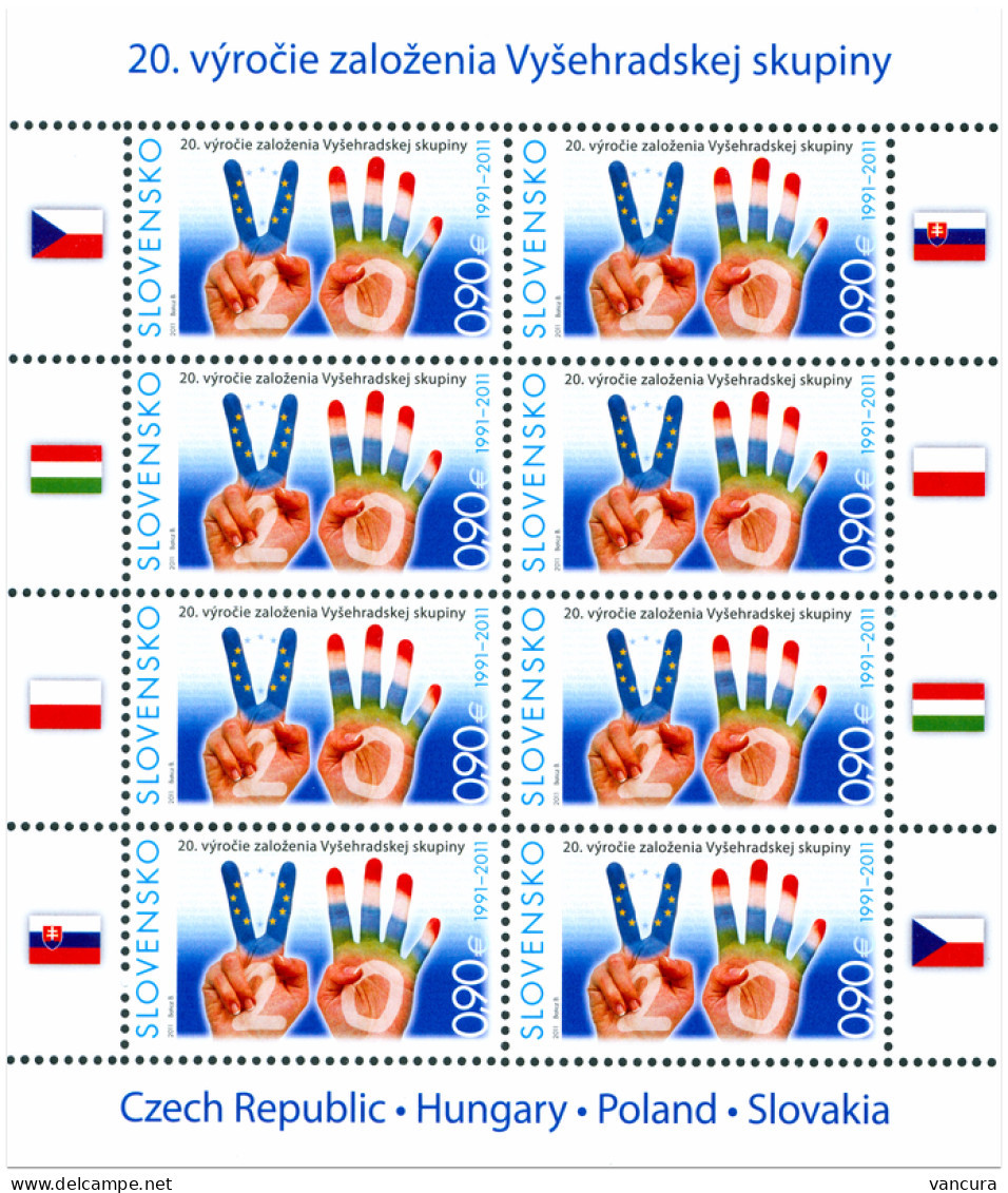 ** A 491 Slovakia 20th Anniversary Of The Visegrad Group 2011 Joint Issue - Unused Stamps
