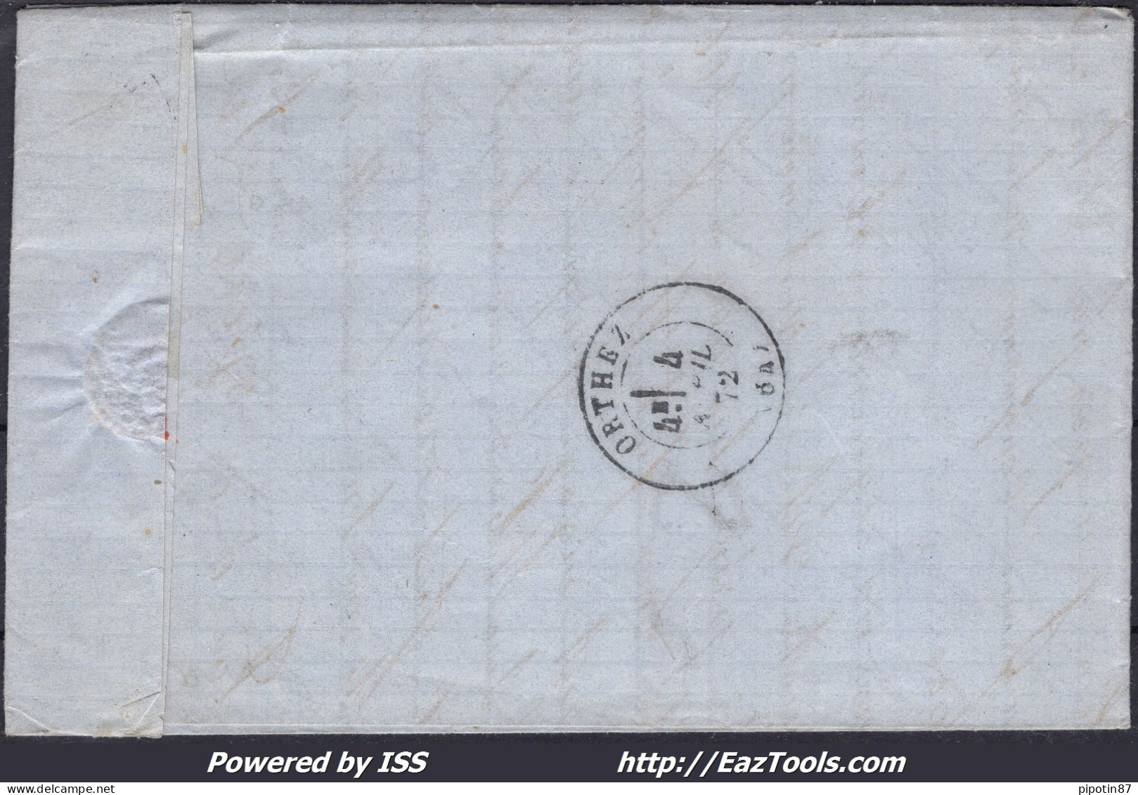 FRANCE N° 60A SUR LETTRE GC 1753 HAGUETMAU LANDES + CAD TYPE 16 DU 04/04/1872 - 1871-1875 Ceres