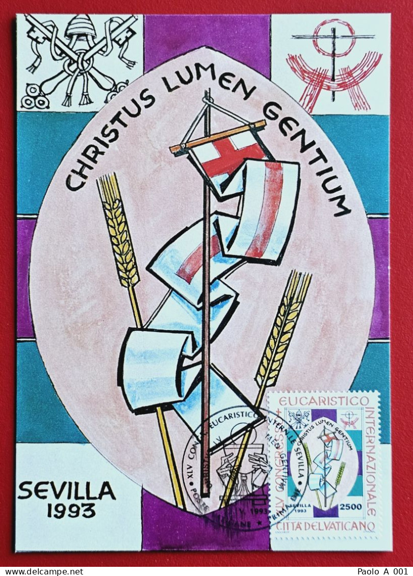 VATICANO VATIKAN VATICAN 1993 CONGRESSO EUCARISTICO SEVILLA MAXIMUM CARD - Briefe U. Dokumente