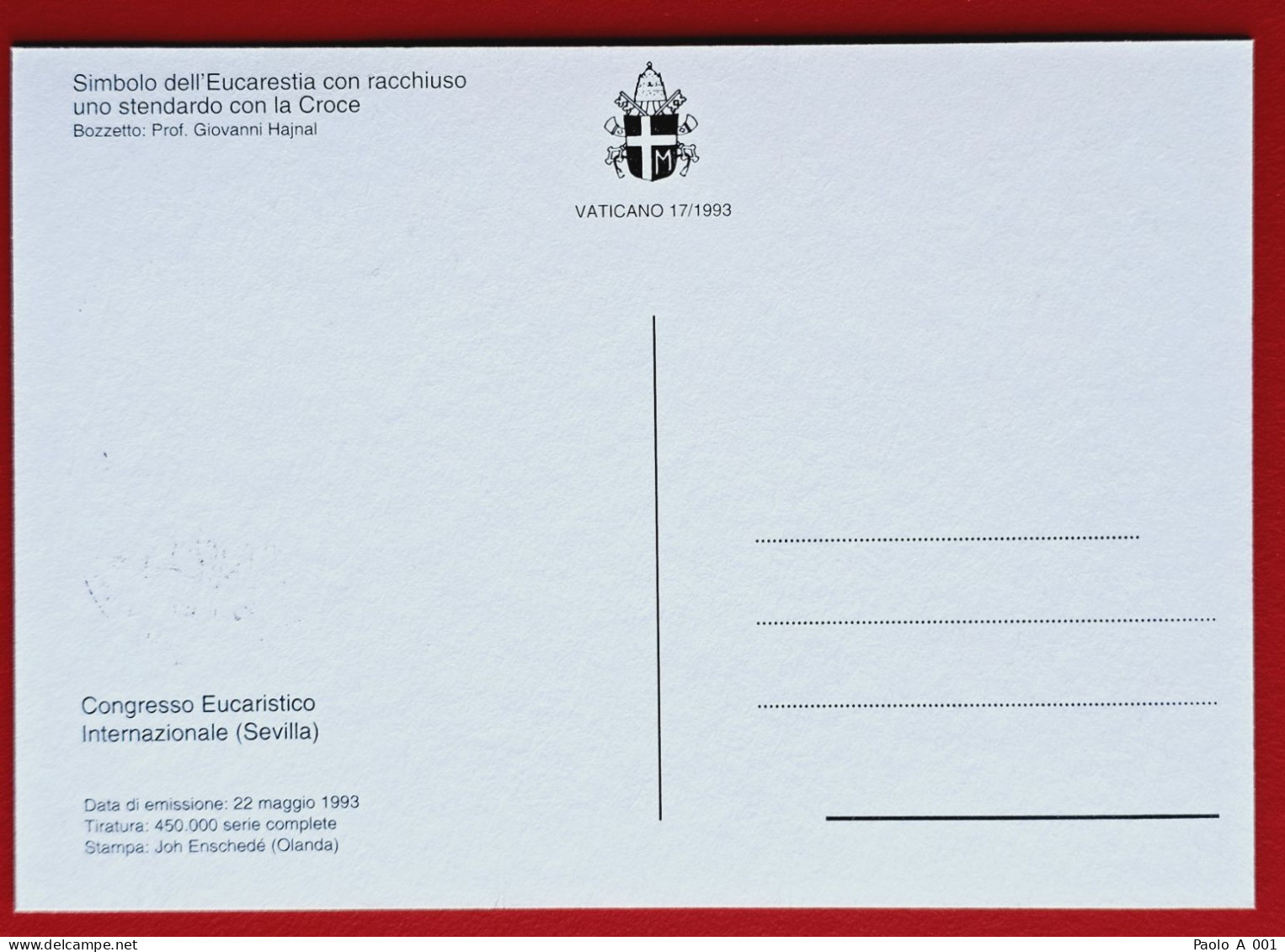 VATICANO VATIKAN VATICAN 1993 CONGRESSO EUCARISTICO SEVILLA MAXIMUM CARD - Lettres & Documents