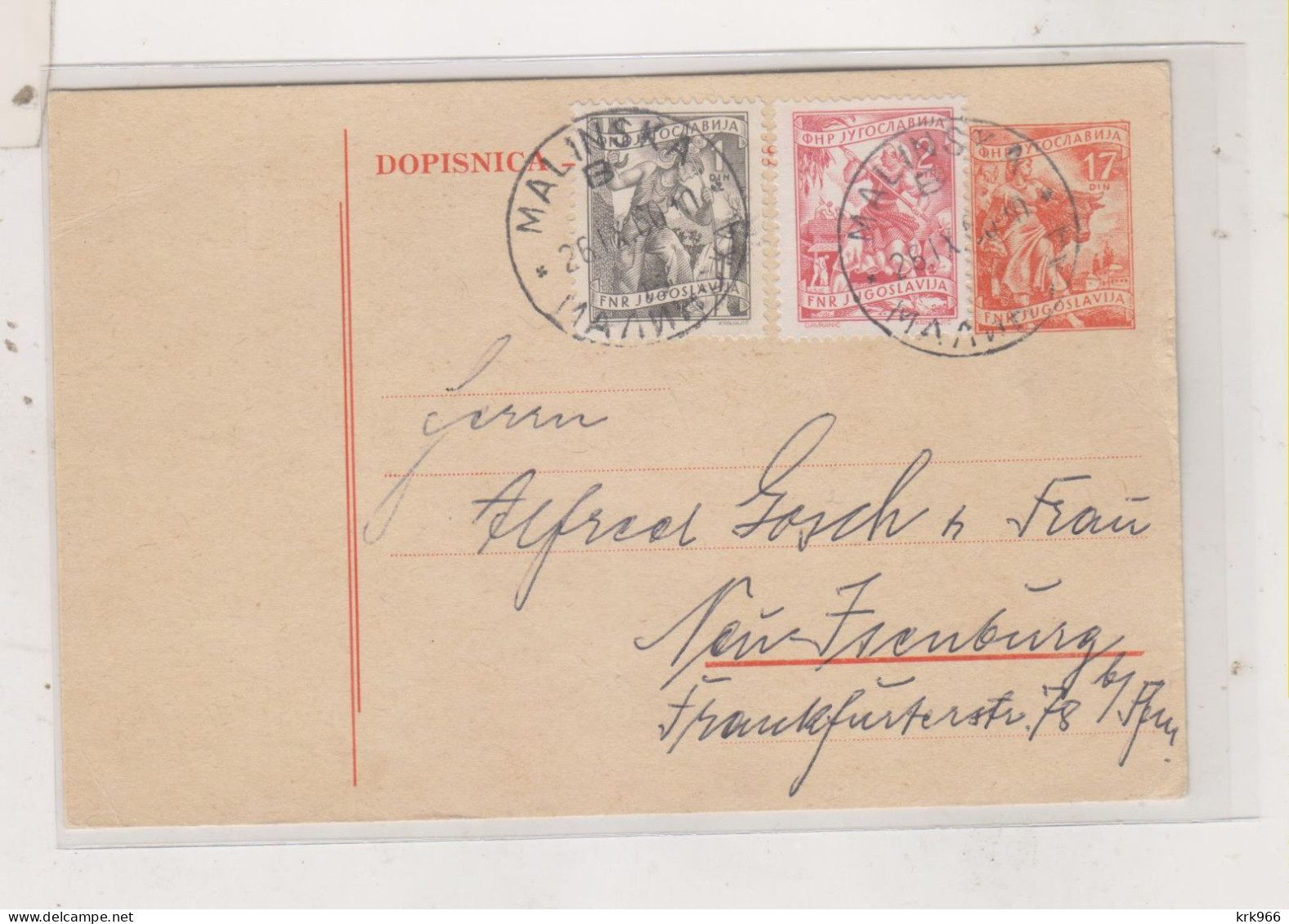 YUGOSLAVIA 1960 MALINSKA Postal Stationery To Germany - Brieven En Documenten