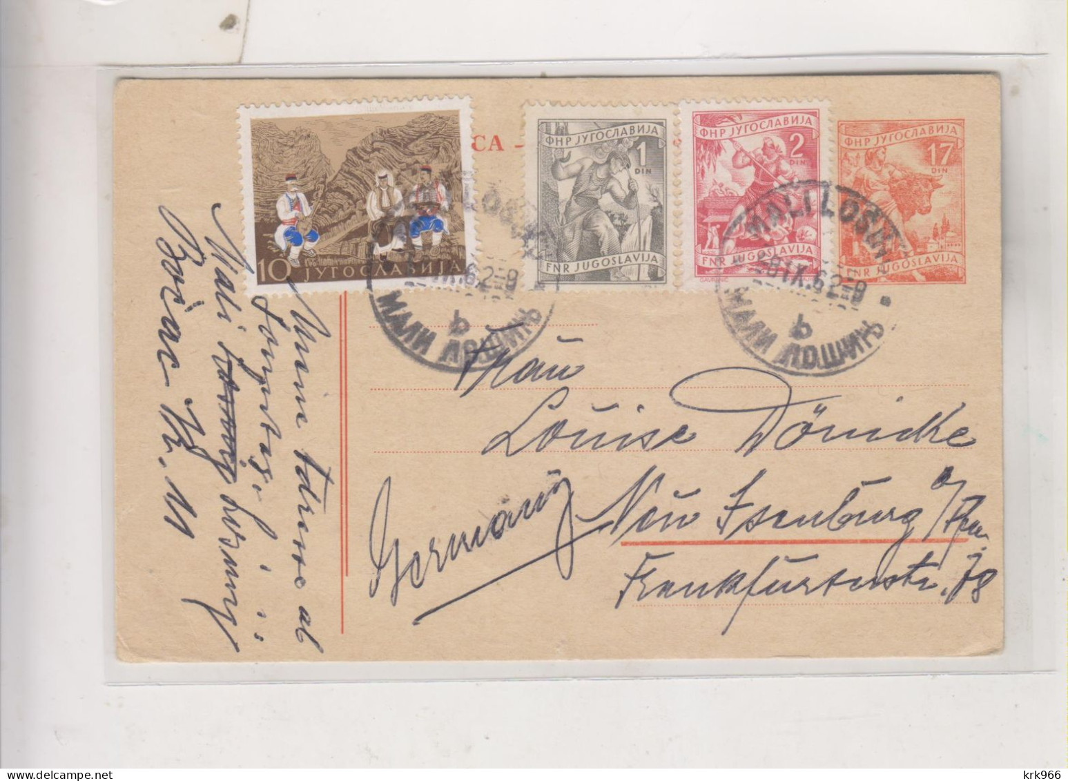 YUGOSLAVIA 1962 MALI LOSINJ Postal Stationery To Germany - Covers & Documents