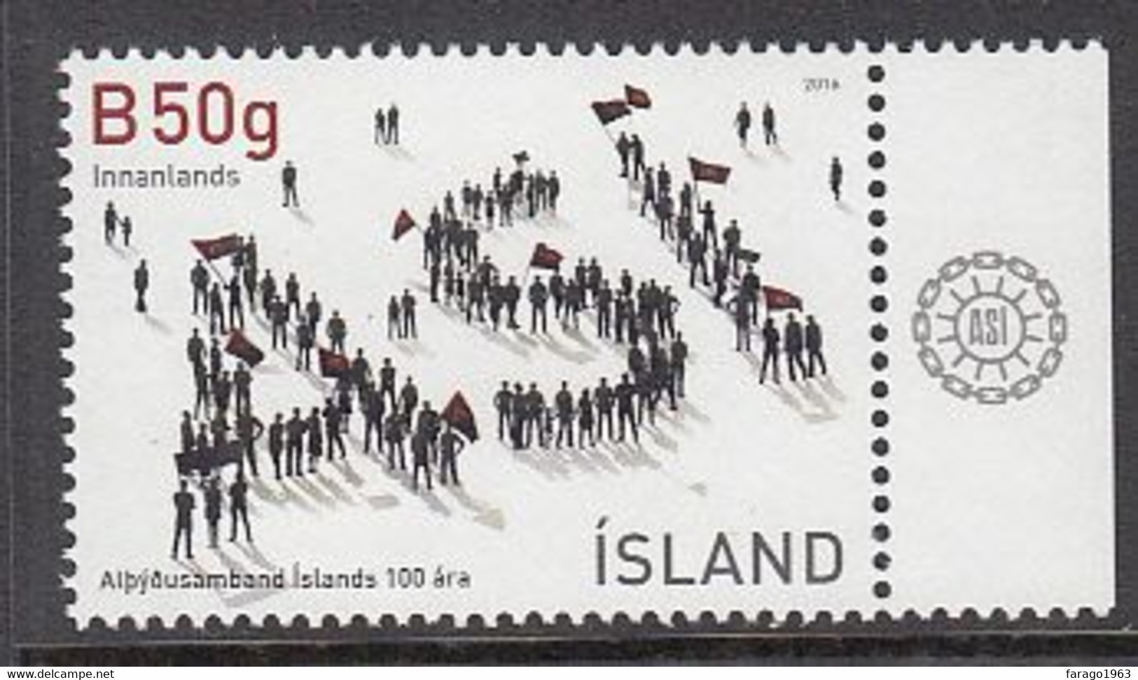 2016 Iceland Labour Unions Complete Set Of 1 MNH - Nuevos