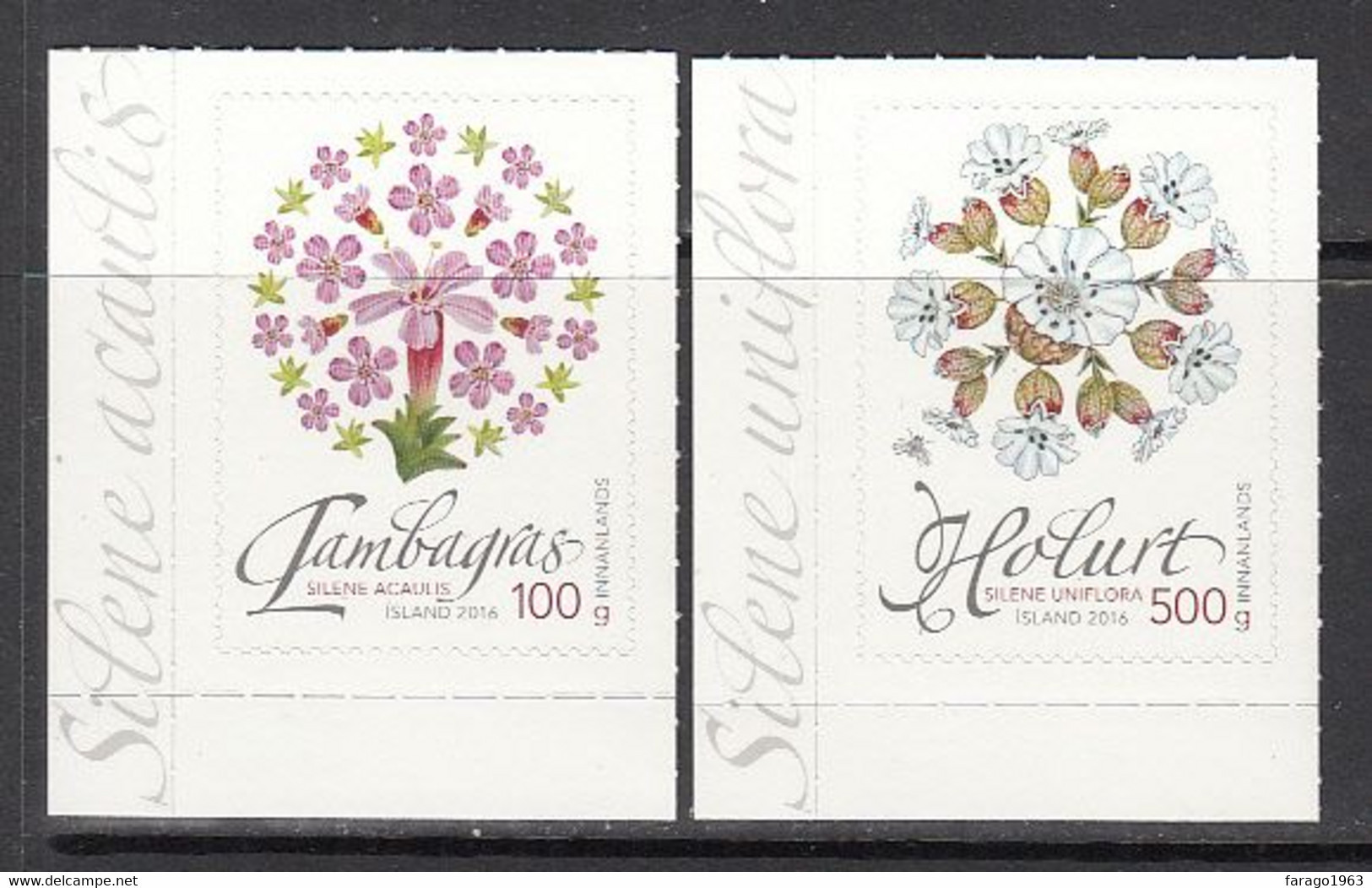 2016 Iceland Flowers Fleurs Complete Set Of 2 MNH - Nuevos