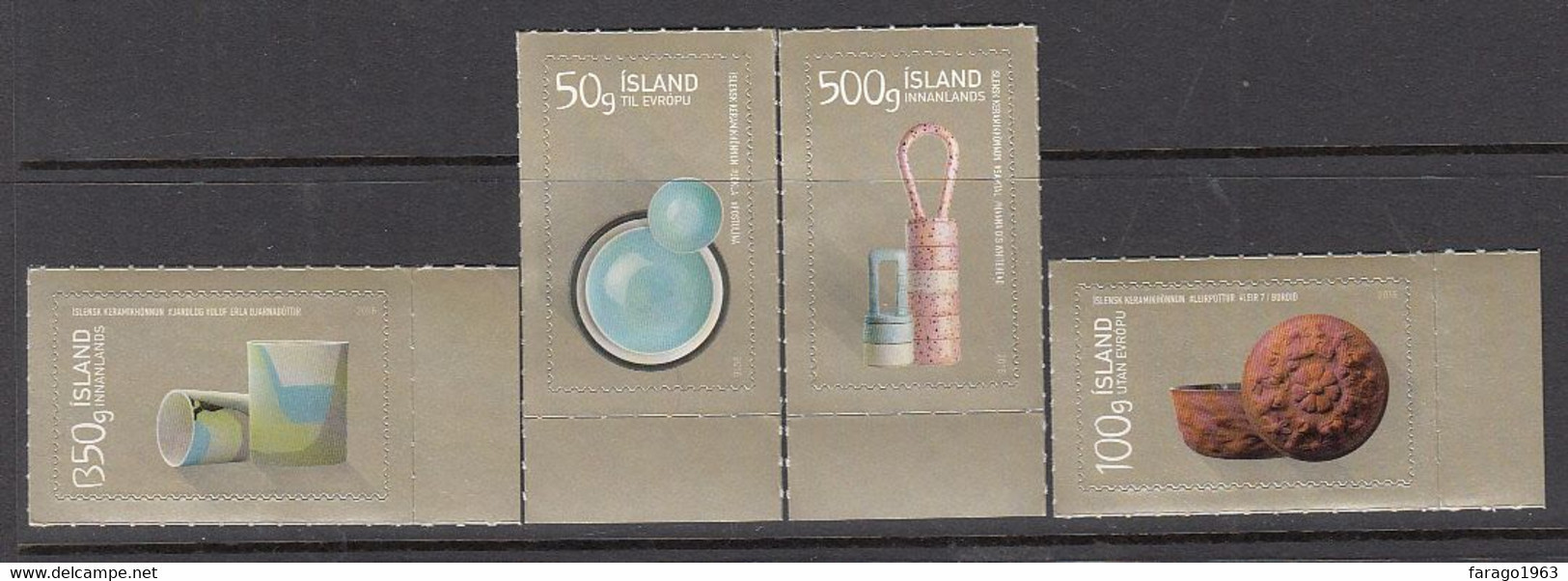 2016 Iceland Ceramic Art Pottery Complete Set Of 4 MNH - Nuevos