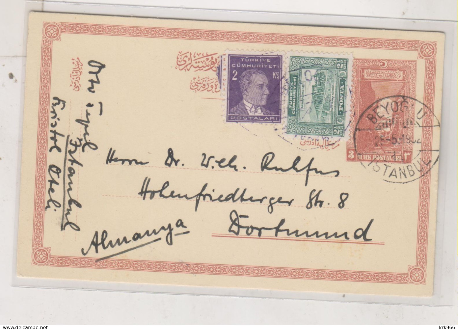 TURKEY  1932 ISTANBUL Nice Postal Stationery To Germany - Lettres & Documents