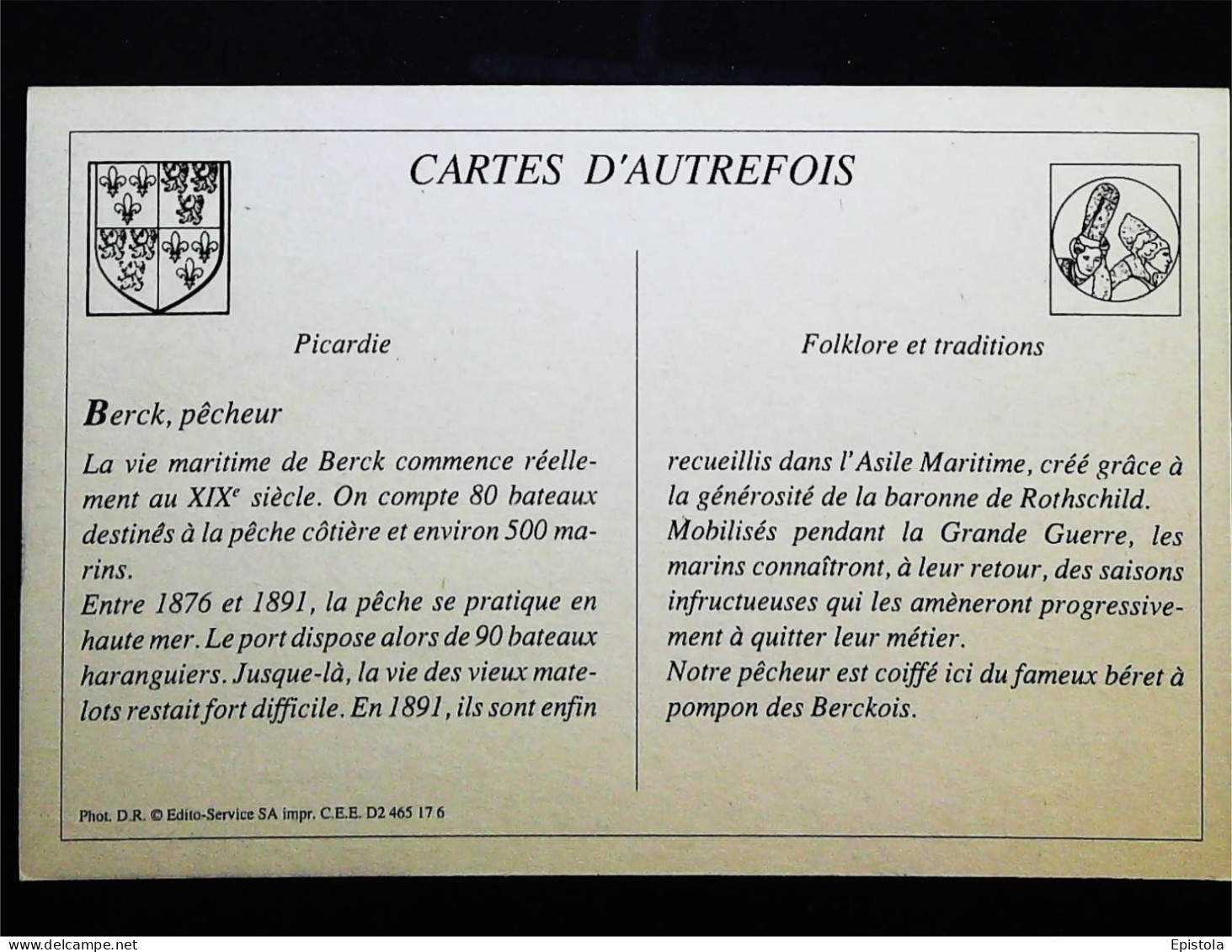 ► Pas De Calais  - BERCK  - Type Pêcheur Berckois Avec Béret à Pompon - Collection EDITO (CPA En Reproduction) - Nord-Pas-de-Calais