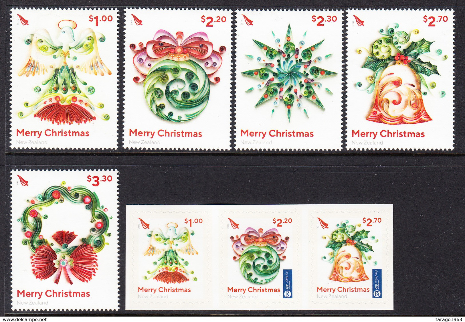 2017 New Zealand Christmas Noel  Complete Set Of 8 MNH @ BELOW FACE VALUE - Unused Stamps