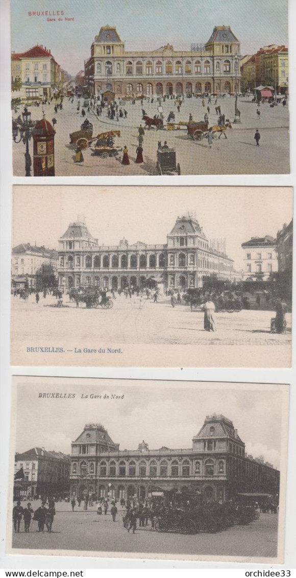 Lot De 3 CPA Bruxelles - Gare Du Nord - Schienenverkehr - Bahnhöfe