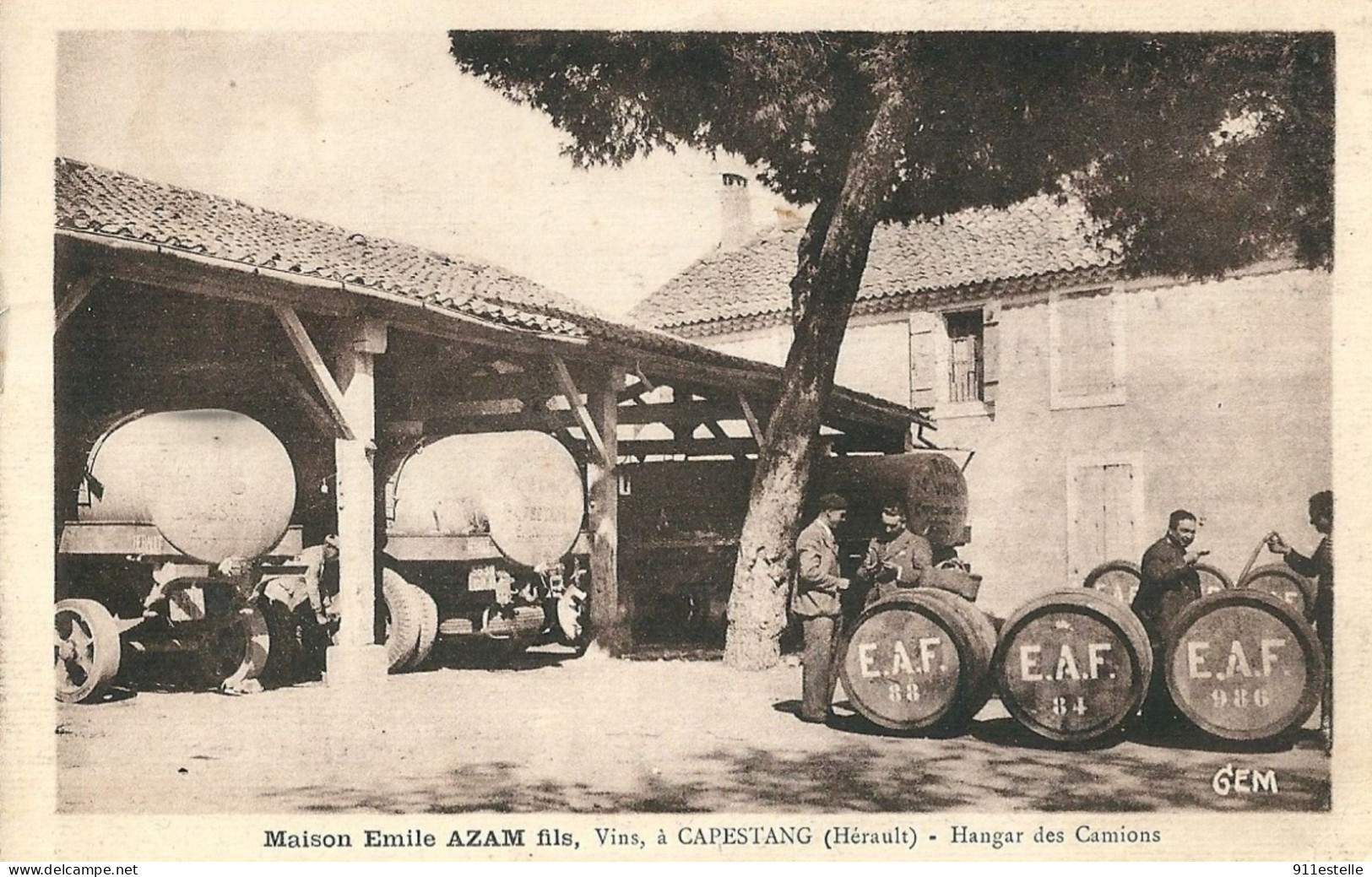 34  CAPESTANG - MAISON EMILE AZAM , Hangar Des CAMIONS  ,( Chermartin ) EN 1942 - Capestang