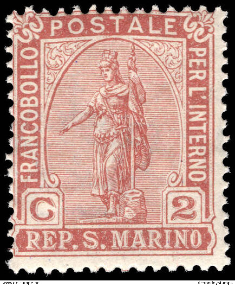 San Marino 1899 Statue Of Liberty 2c Brown Unmounted Mint. - Unused Stamps