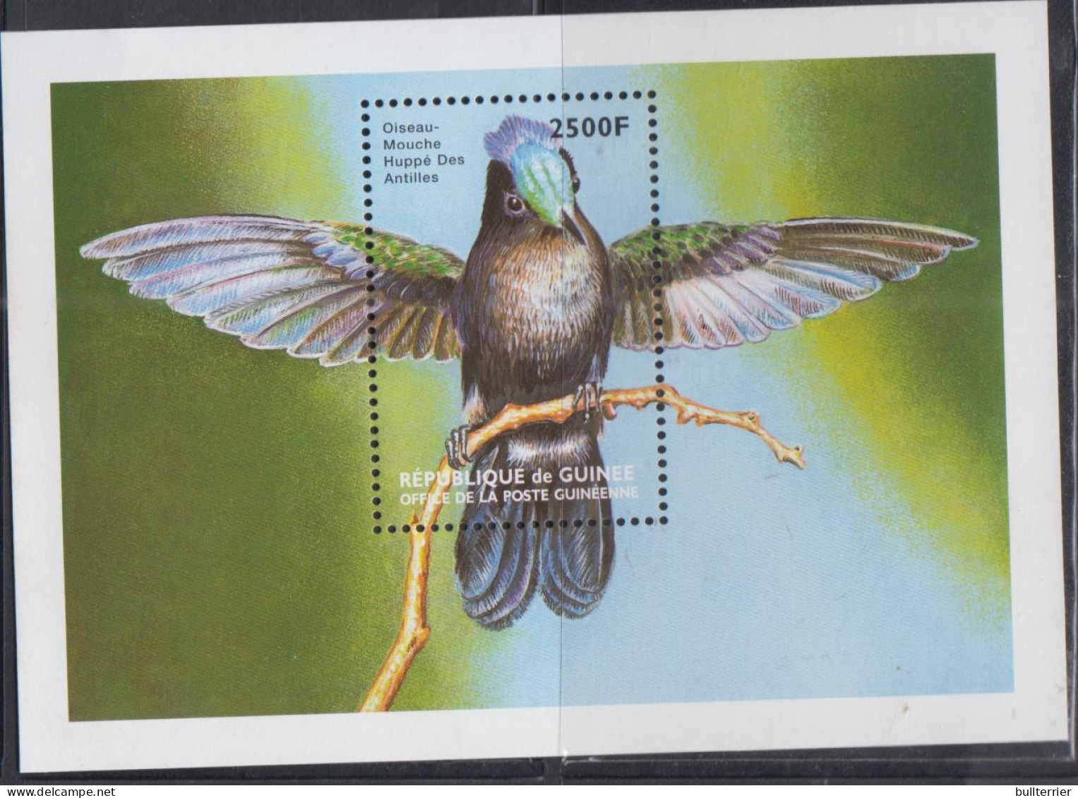 BIRDS - GUINEE REP -  HUMMINGBIRD SOUVENIR MINT NEVER HINGED - Colibris