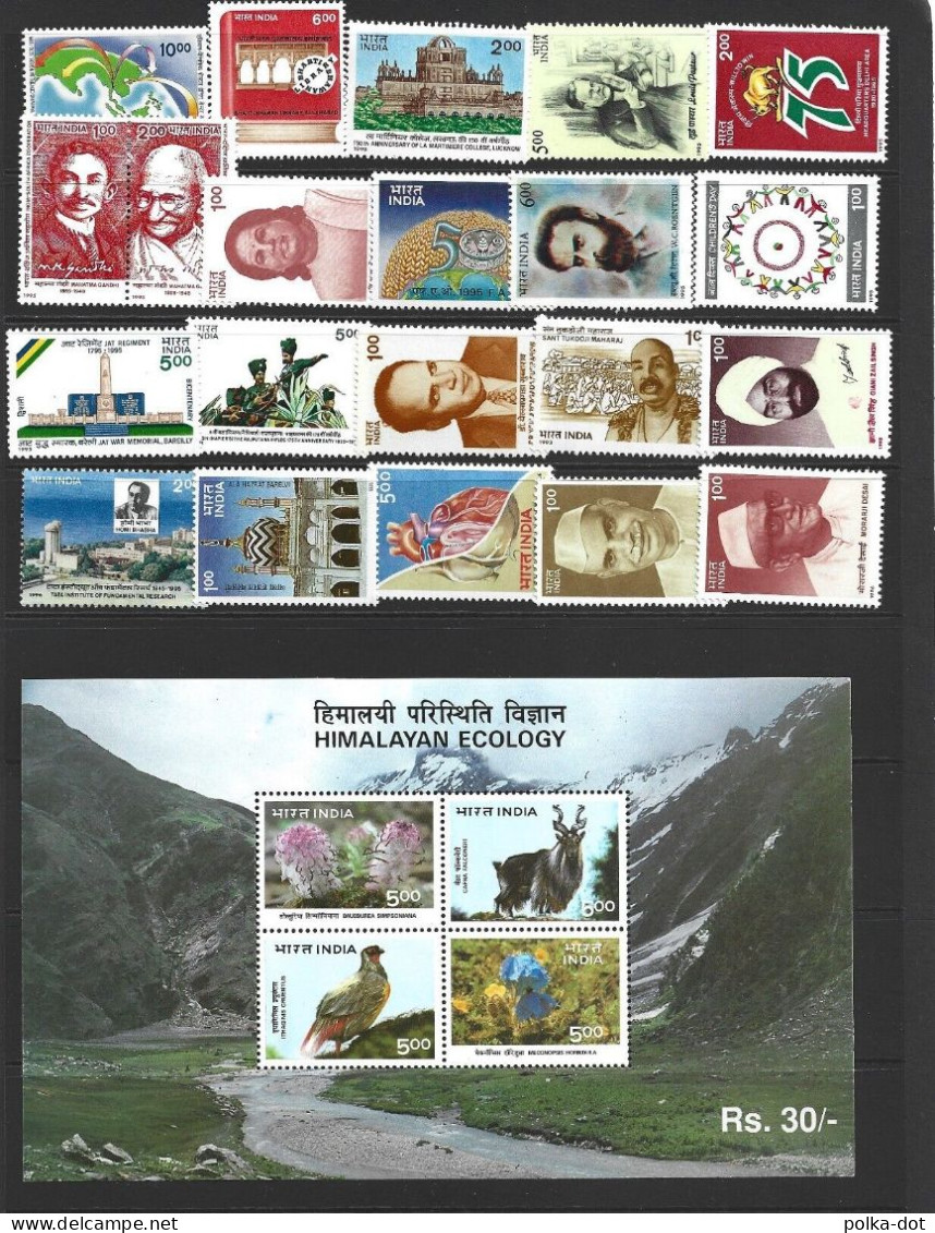 INDIA 1995/96  FINE SELECTION OF  STAMPS INCLUDING MINIATURE SHEET  MNH - Neufs