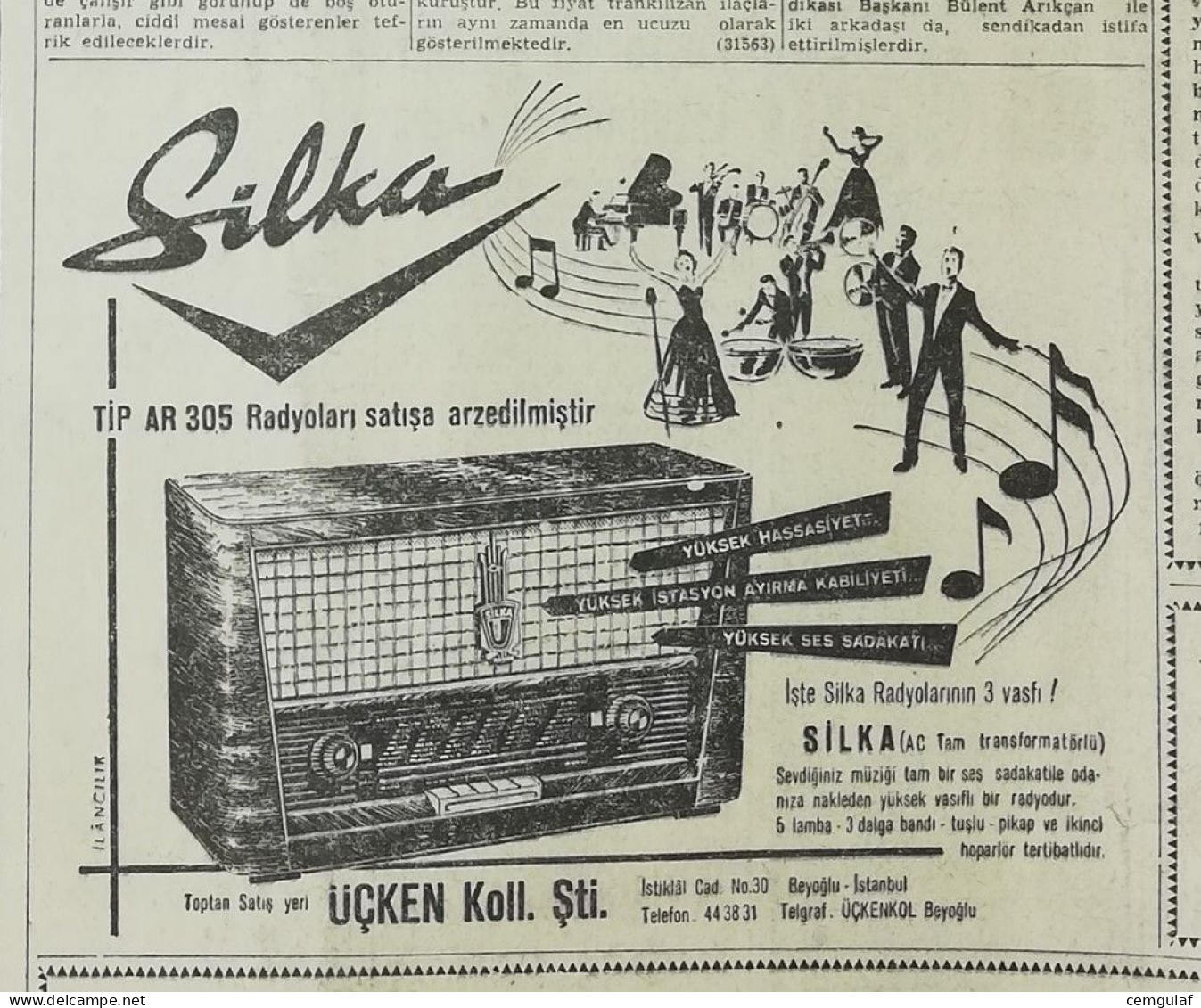 SİLKA RADİO ADVERTISING/ AR 305 MODEL 5 LAMPS-3 WAVEBAND-WITH KEYS-Turntable AND SPEAKER-TRANSFORMER-1960 - Tubos