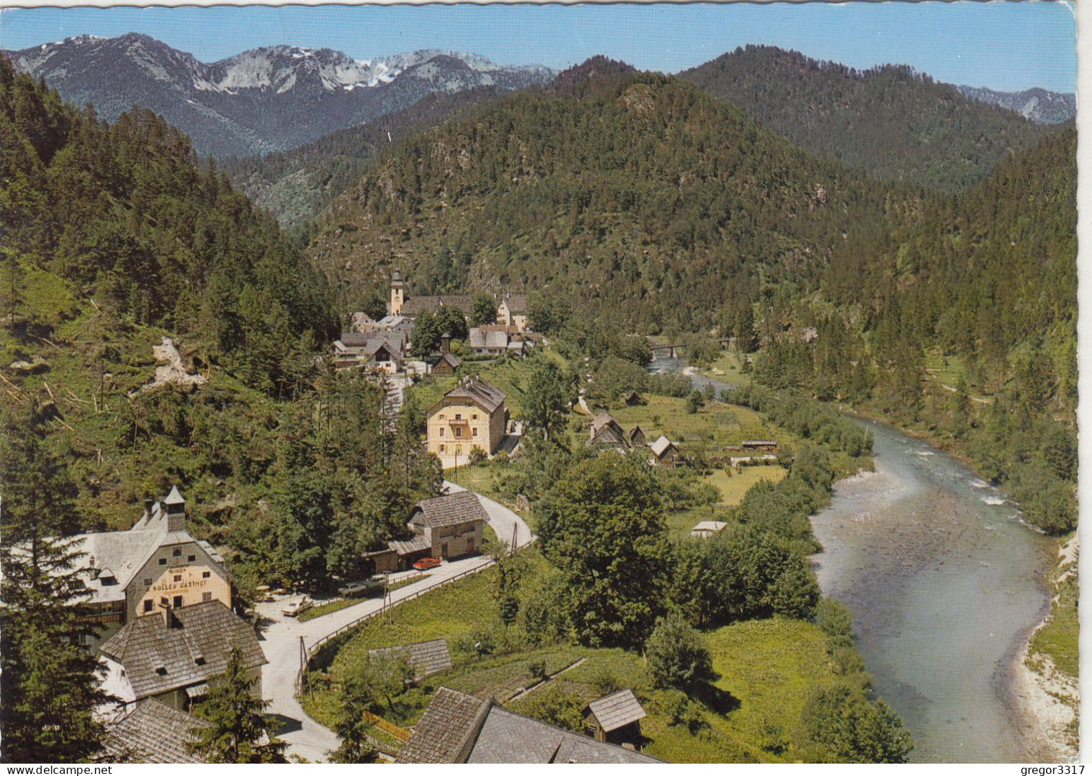 D7075) WILDALPEN - Stmk. - Mit Dem Hochkar - Am Nordhang Des Hochschwab - Straße Häuser Gasthof Koller - Wildalpen