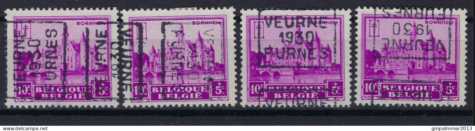 Zegel Nr. 308  Voorafstempeling Nr. 5996 VEURNE 1930 FURNES In De 4 Posities , A  B  C  En D ; Staat Zie Scan ! LOT 261 - Roller Precancels 1930-..