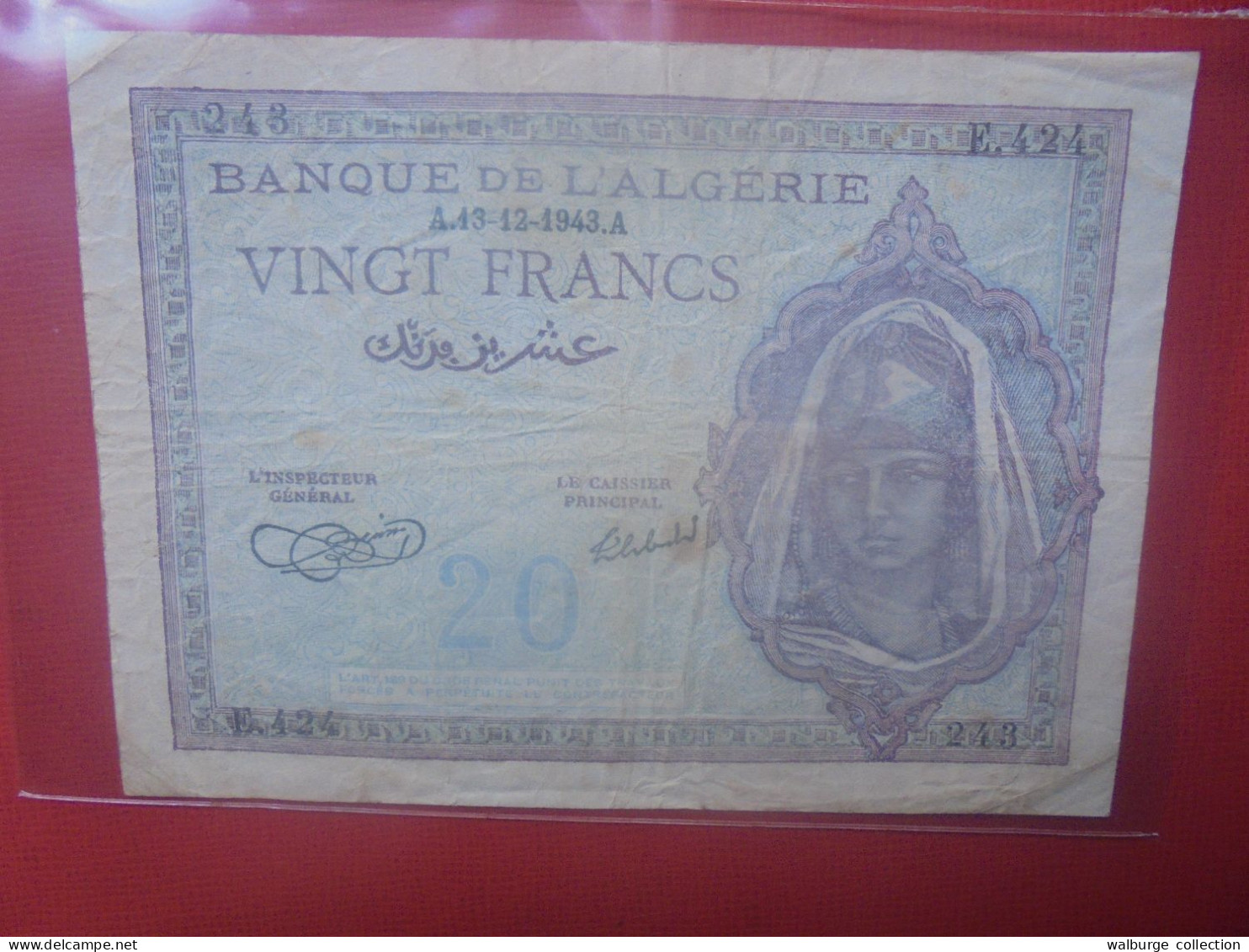 ALGERIE 20 Francs 13-12-1943 Circuler (B.31) - Algerien