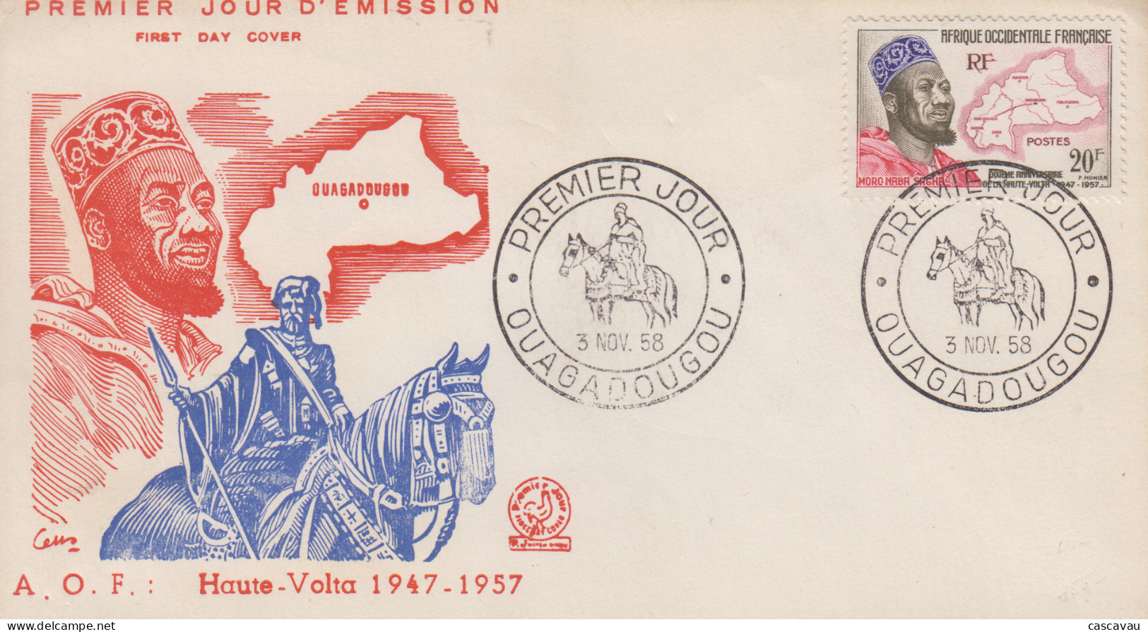 Enveloppe  FDC  1er  Jour   AFRIQUE  OCCIDENTALE  FRANCAISE    Reconstitution   HAUTE  VOLTA   1958 - Sonstige & Ohne Zuordnung