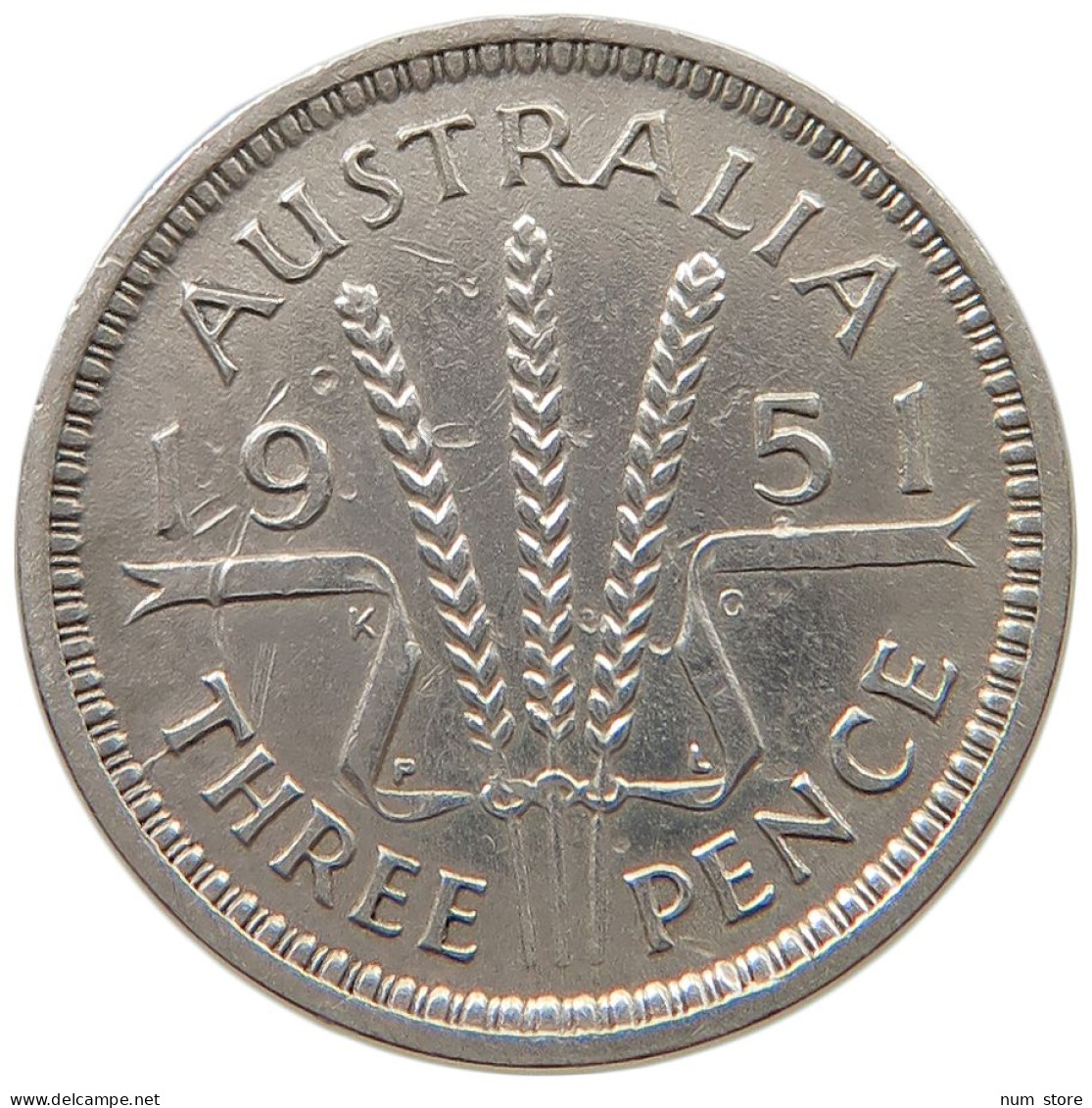 AUSTRALIA THREEPENCE 1951 #a045 0855 - Threepence