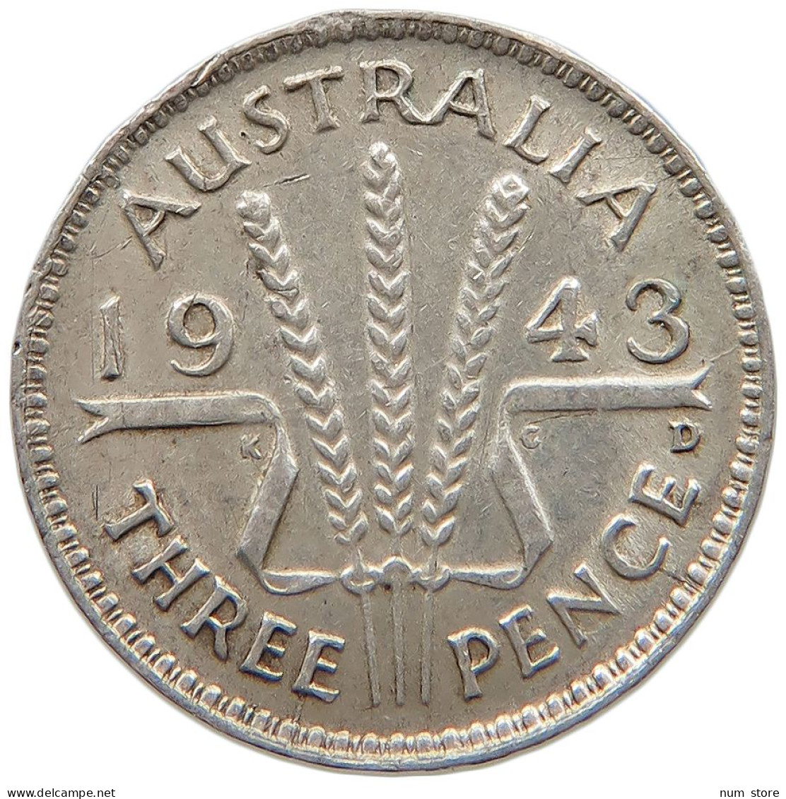 AUSTRALIA THREEPENCE 1943 D #c004 0053 - Threepence