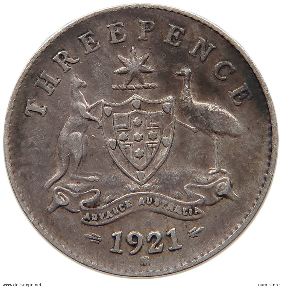 AUSTRALIA THREEPENCE 1921 M #s008 0279 - Threepence