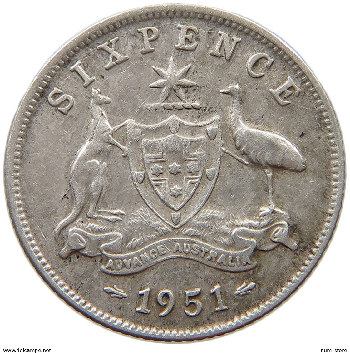 AUSTRALIA SIXPENCE 1951 #s074 0593 - Sixpence