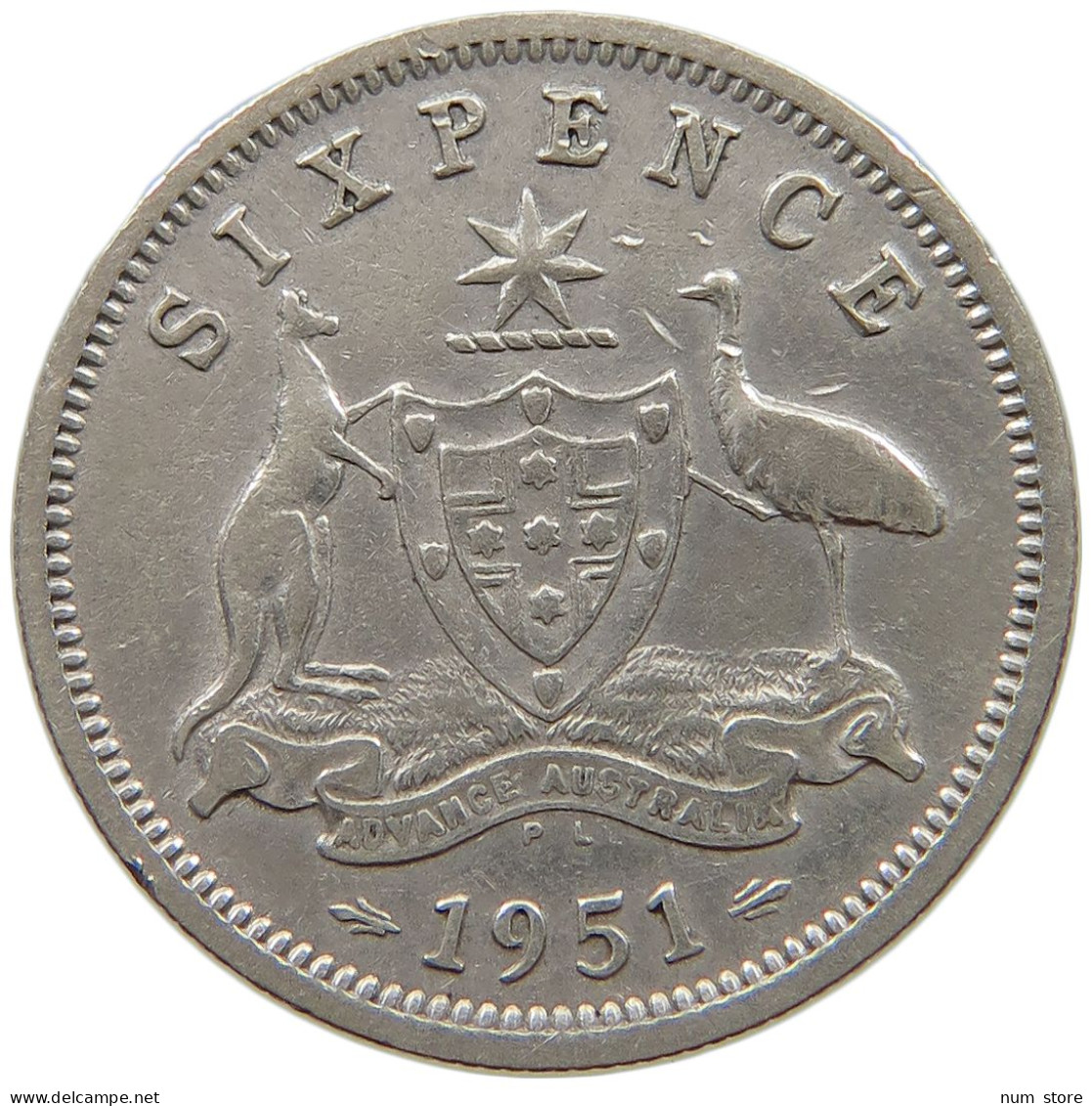 AUSTRALIA SIX PENCE 1951 #a081 0905 - Sixpence