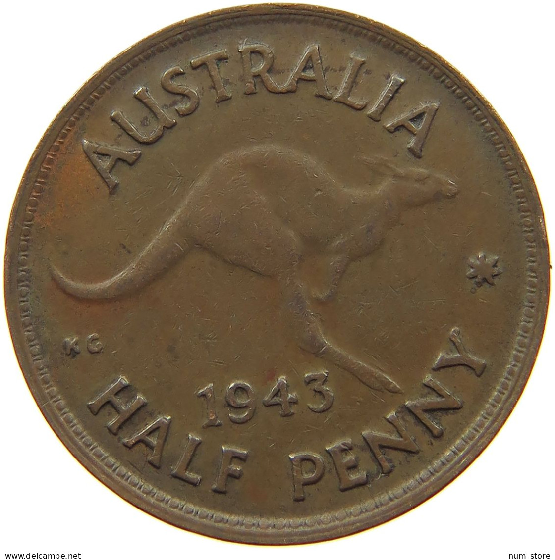 AUSTRALIA HALFPENNY 1943 #s077 0483 - ½ Penny