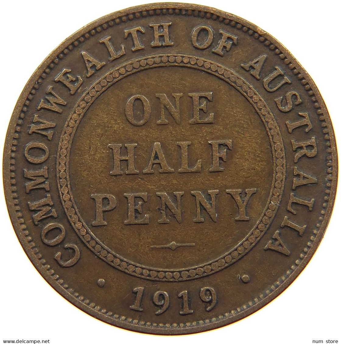 AUSTRALIA HALFPENNY 1919 #a066 0219 - ½ Penny