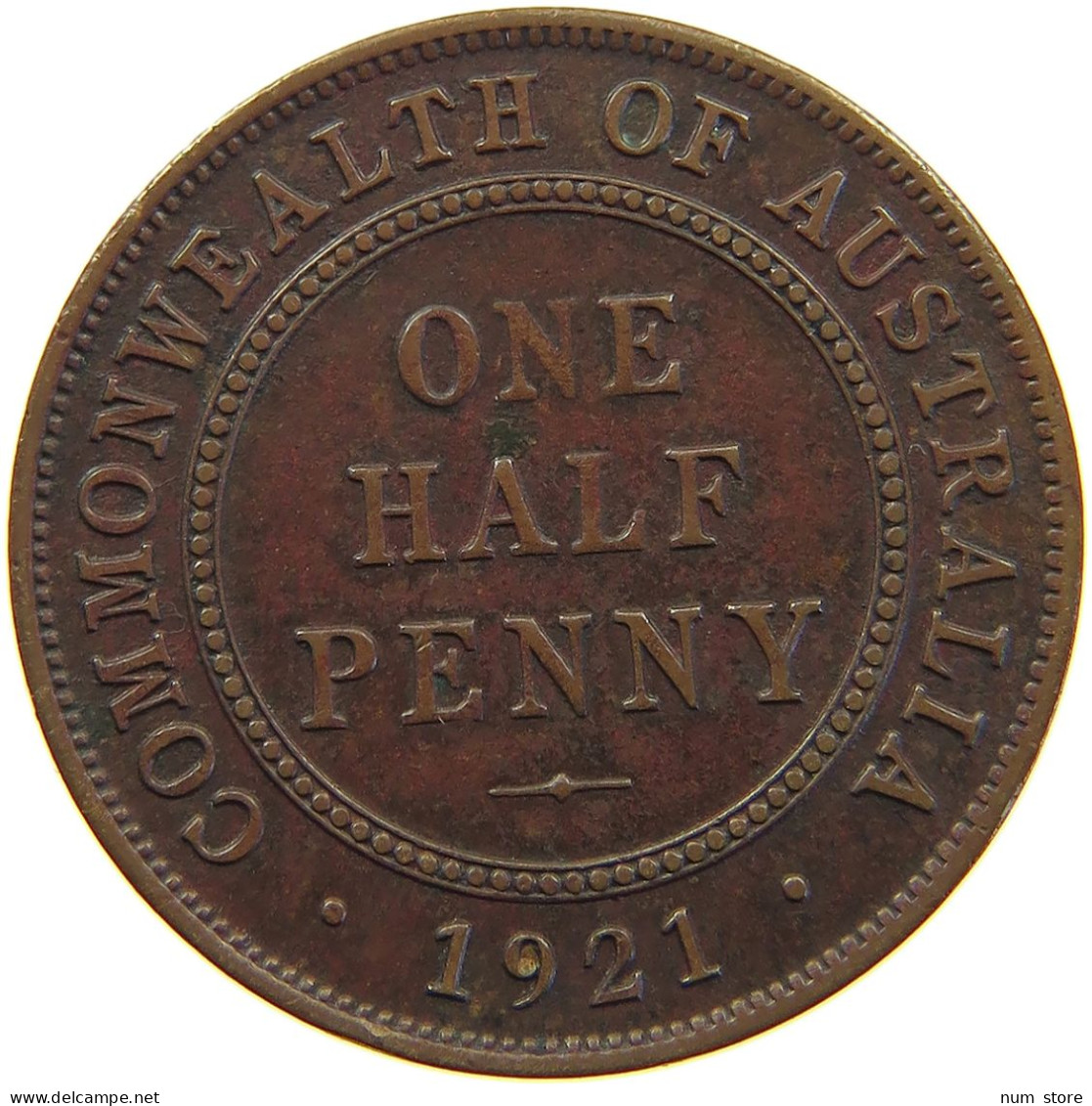 AUSTRALIA HALF PENNY 1921 #s004 0181 - ½ Penny