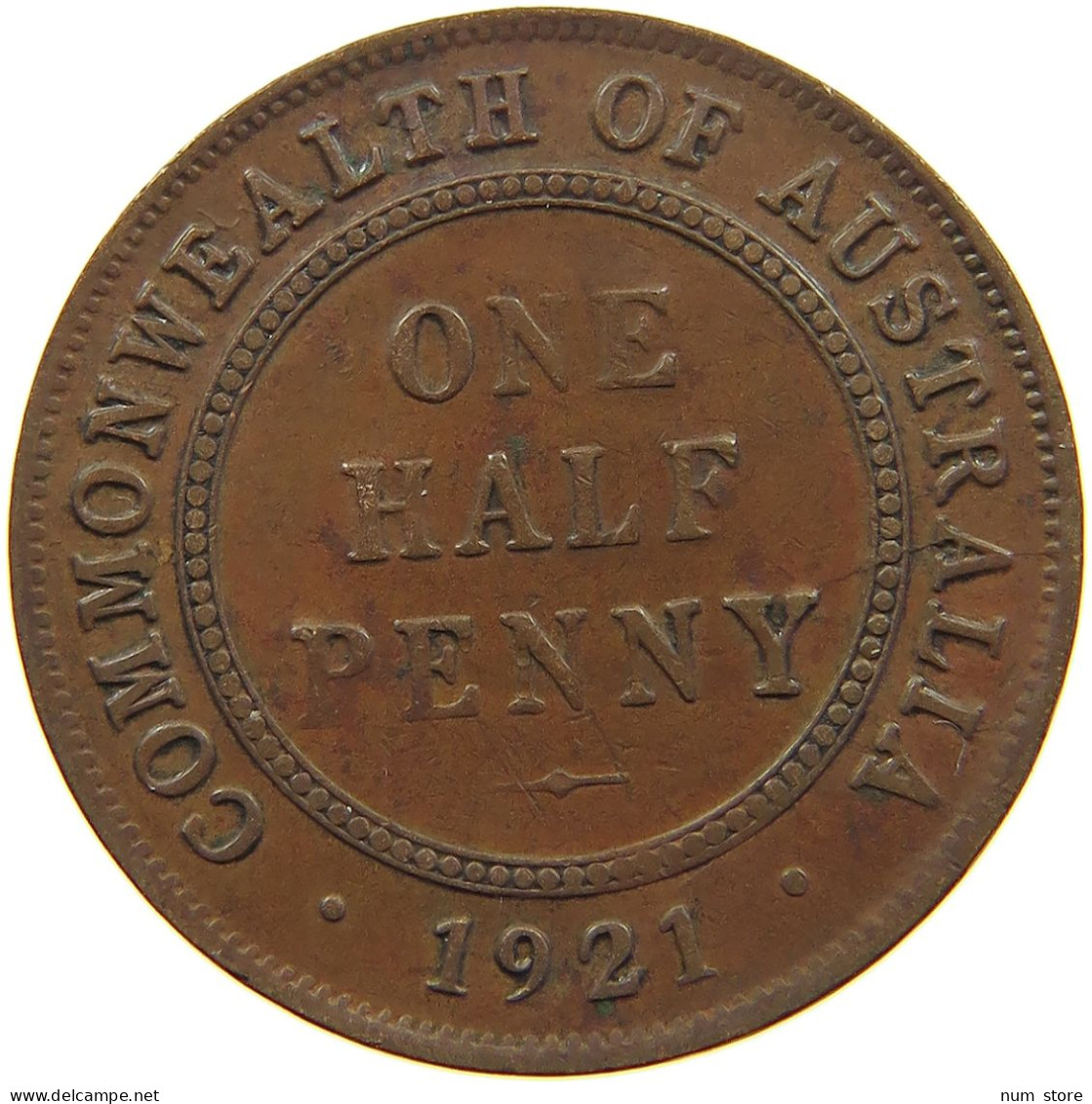 AUSTRALIA HALFPENNY 1921 #a066 0215 - ½ Penny