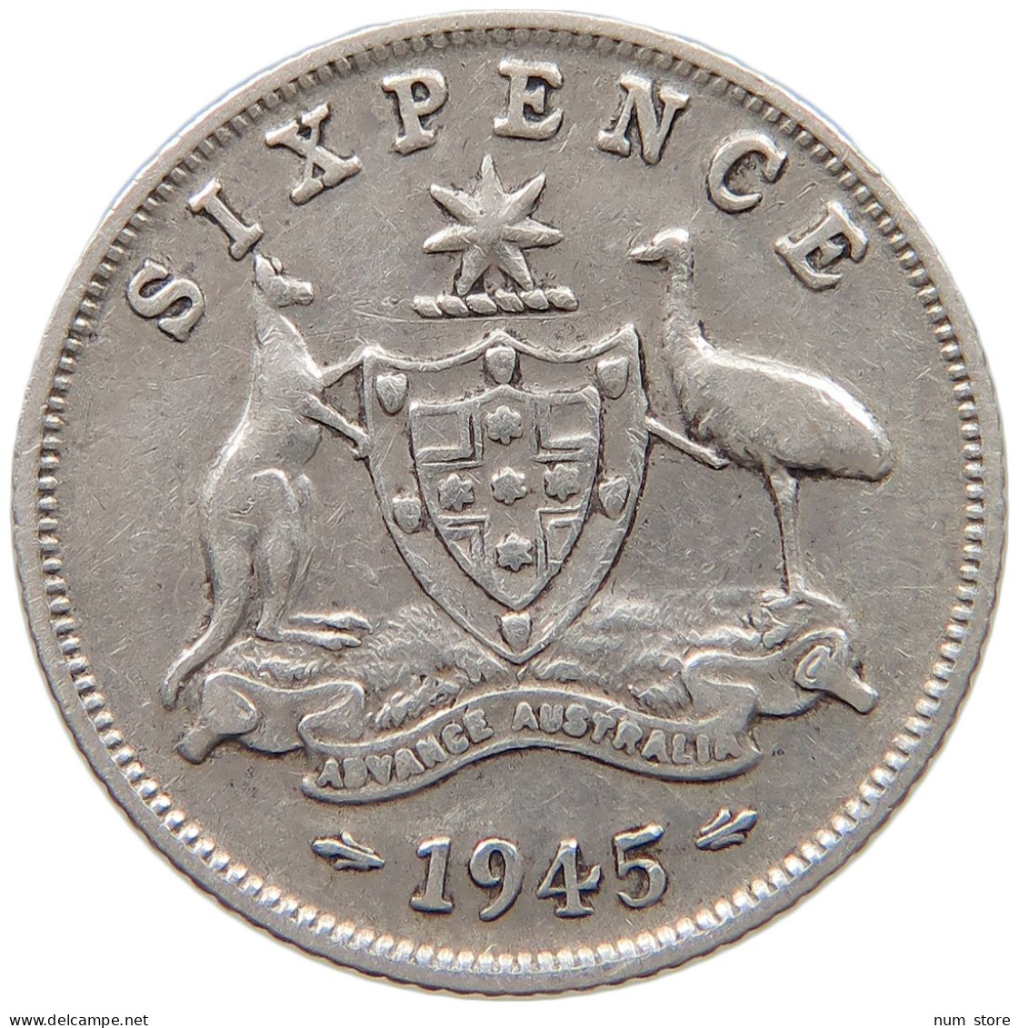 AUSTRALIA 6 PENCE 1945 #c019 0051 - Sixpence