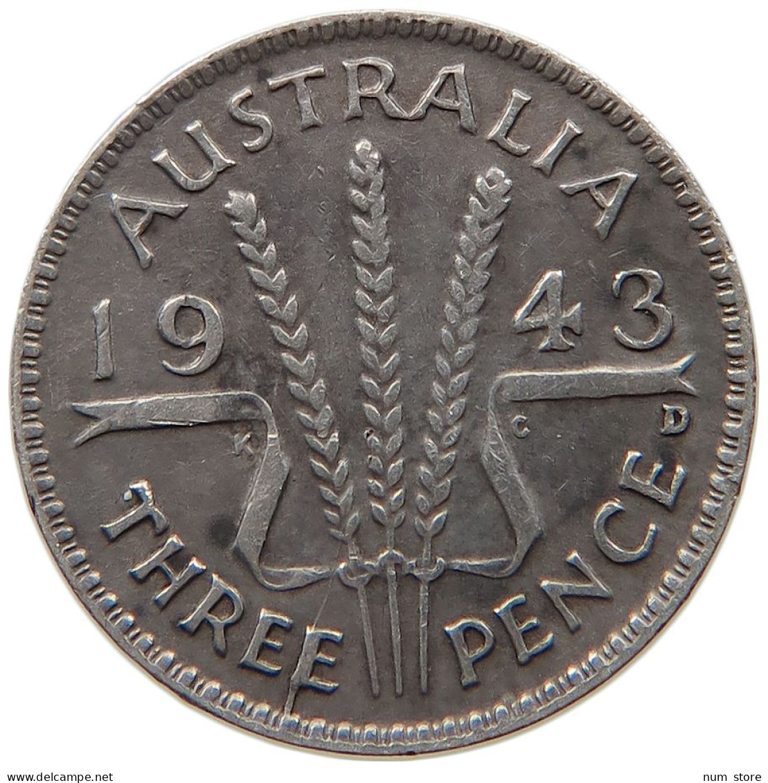 AUSTRALIA 3 PENCE 1943 D #s012 0027 - Threepence