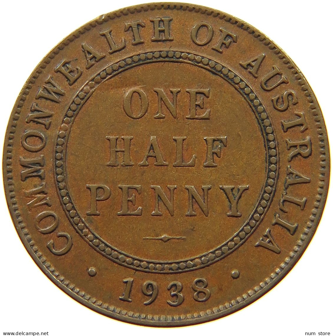 AUSTRALIA 1/2 PENNY 1938 #s067 0245 - ½ Penny