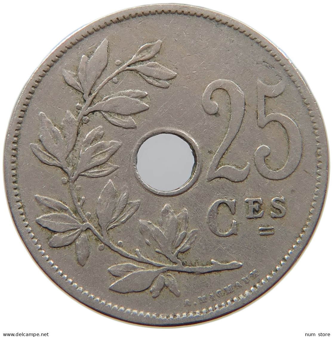 BELGIUM 25 CENTIMES 1908 #s026 0165 - 25 Cent