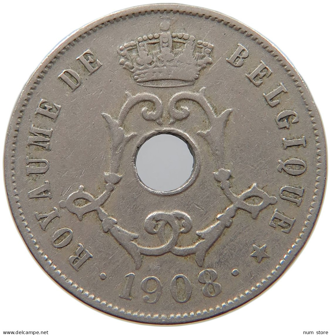 BELGIUM 25 CENTIMES 1908 #s026 0165 - 25 Centimes