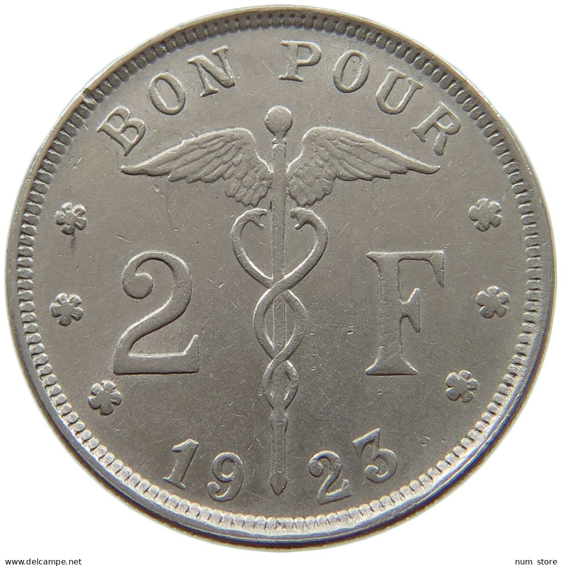 BELGIUM 2 FRANCS 1923 #a043 0191 - 2 Francs