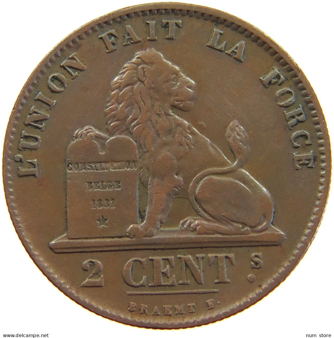 BELGIUM 2 CENTS 1870 #a066 0523 - 2 Cent