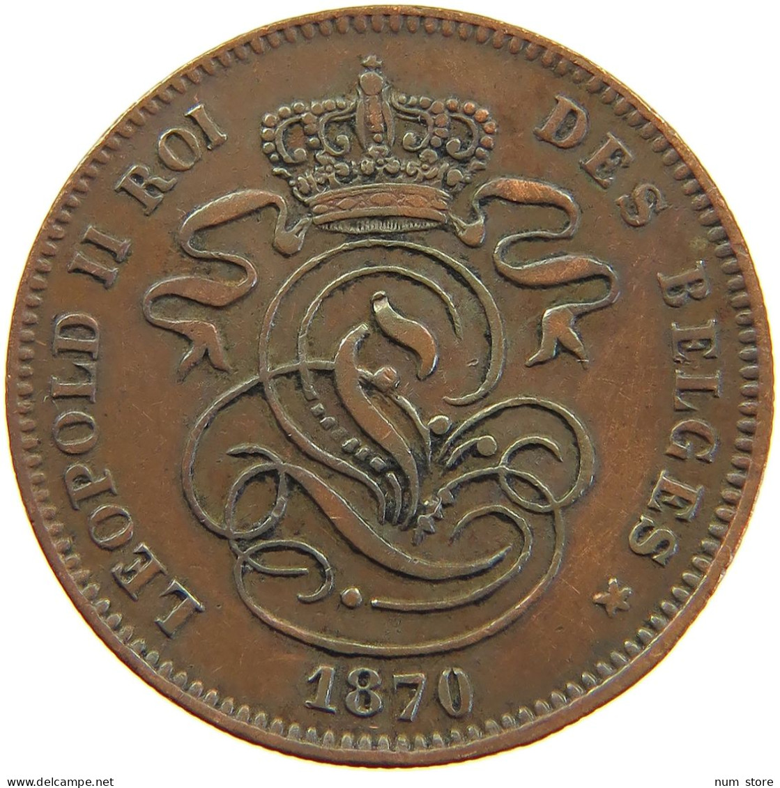 BELGIUM 2 CENTS 1870 #a066 0523 - 2 Cent