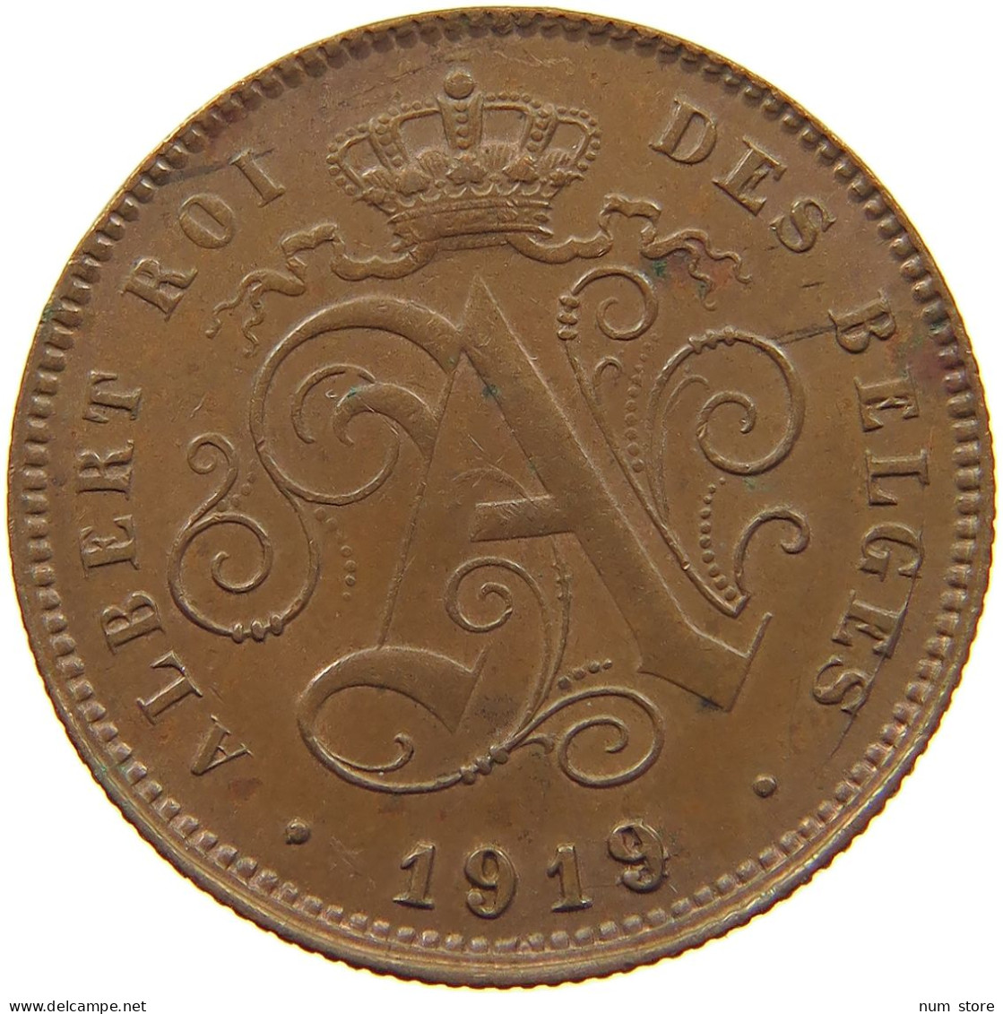 BELGIUM 2 CENTIMES 1919 TOP #c013 0281 - 2 Cent