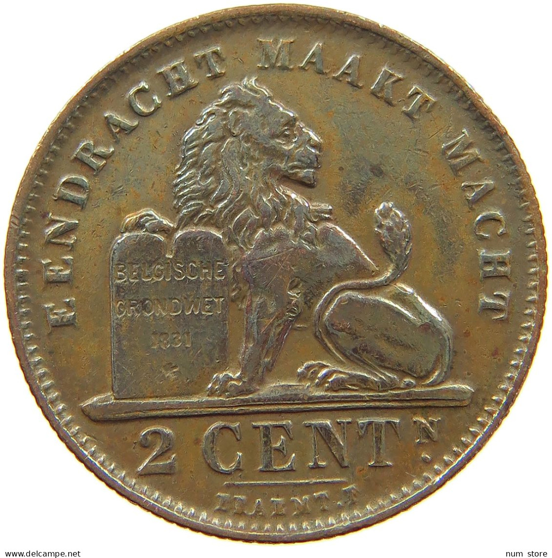 BELGIUM 2 CENTIMES 1911 #a012 0305 - 2 Centimes