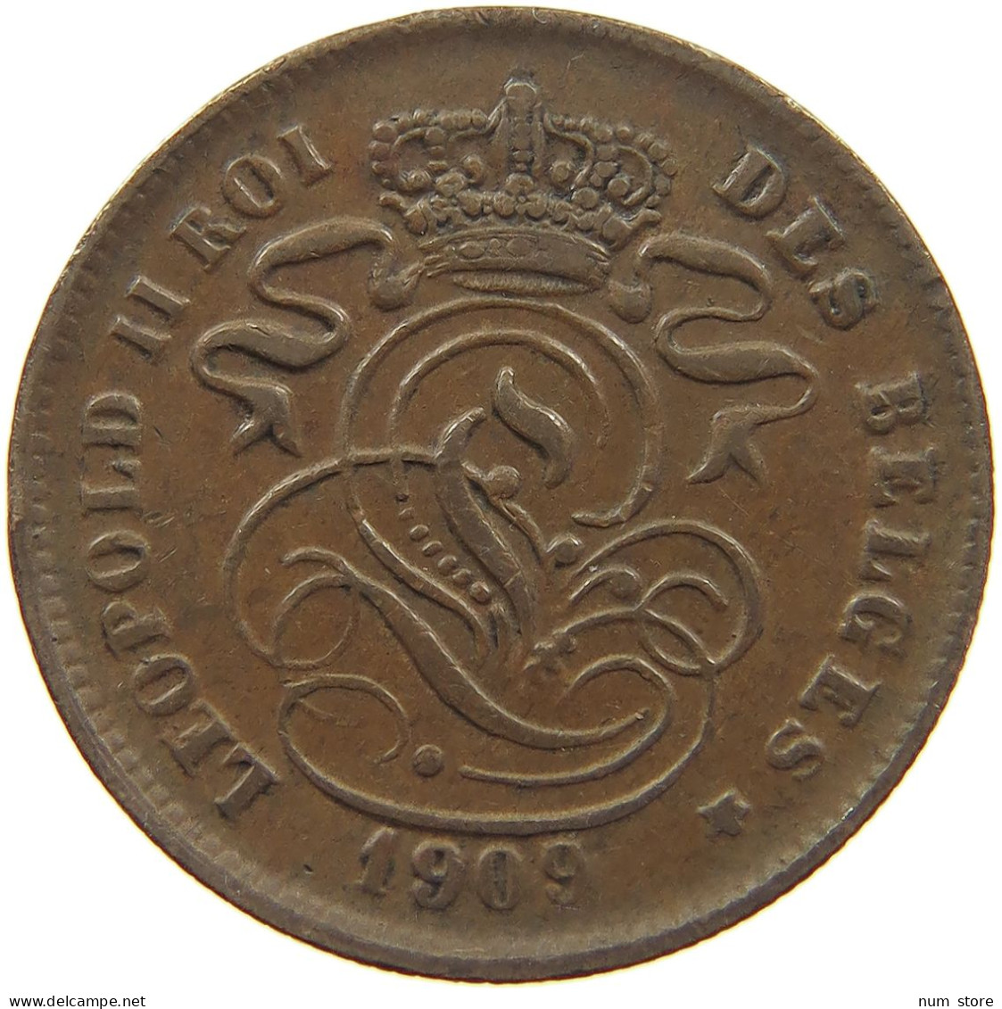 BELGIUM 2 CENTIMES 1909 #c080 0721 - 2 Cents