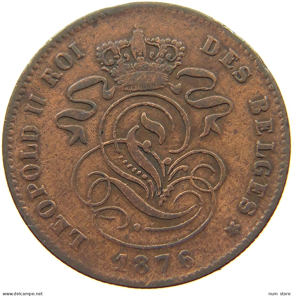 BELGIUM 2 CENTIMES 1876 #s077 0675 - 2 Cents