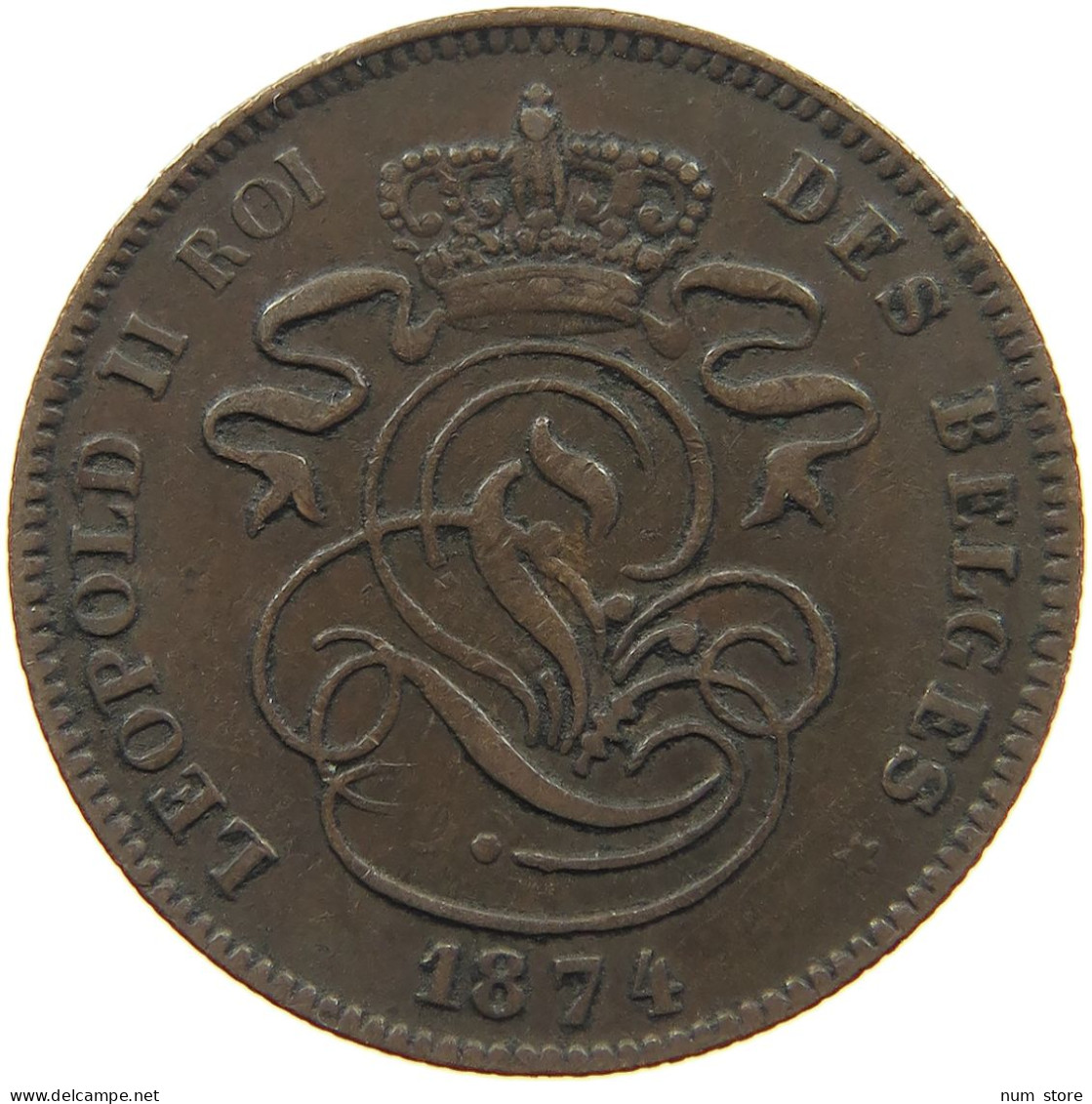 BELGIUM 2 CENTIMES 1874 #c080 0733 - 2 Cents