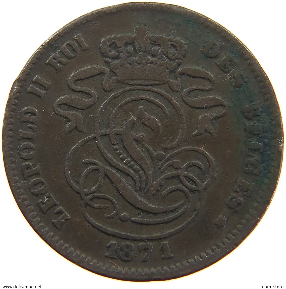 BELGIUM 2 CENTIMES 1871 #a085 0371 - 2 Cents