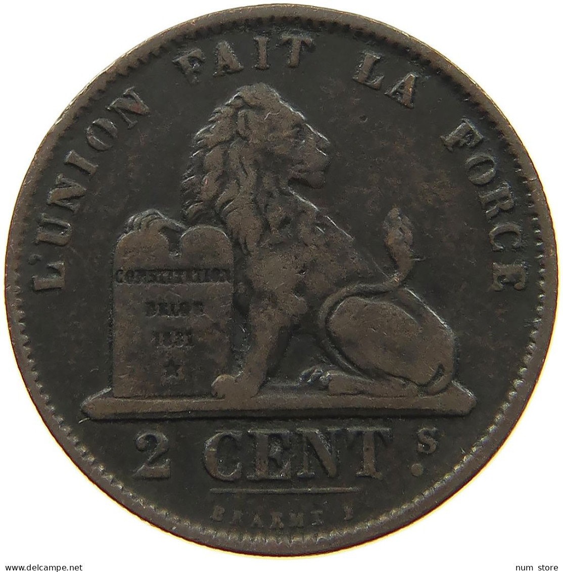 BELGIUM 2 CENTIMES 1870 #s078 0381 - 2 Cents
