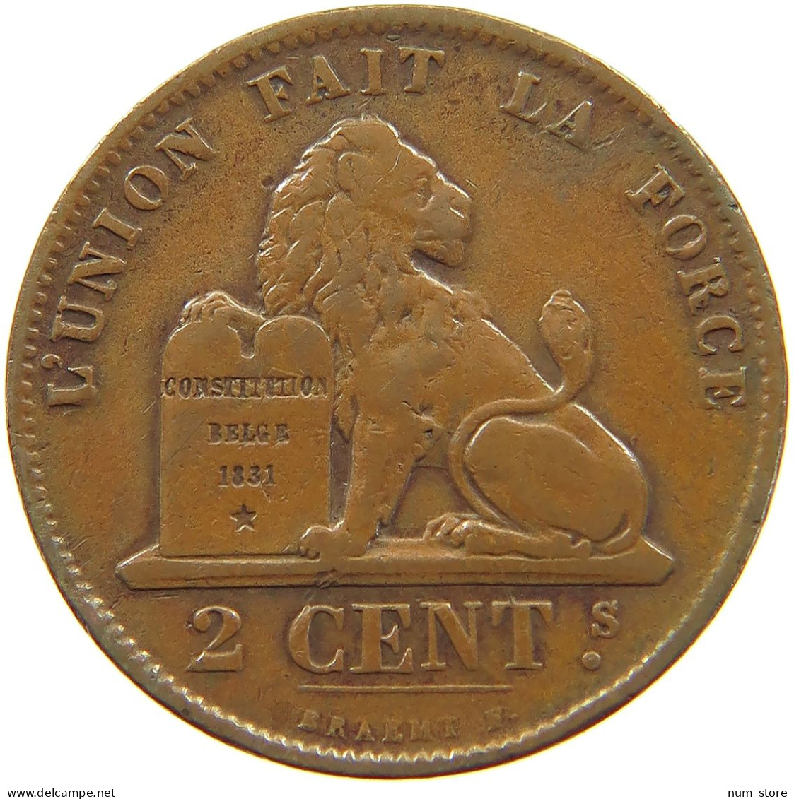 BELGIUM 2 CENTIMES 1870 #s076 0445 - 2 Cents