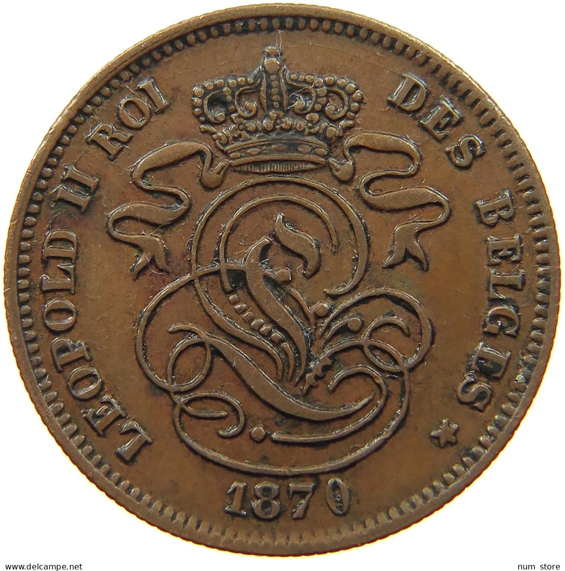 BELGIUM 2 CENTIMES 1870 #a012 0293 - 2 Cents