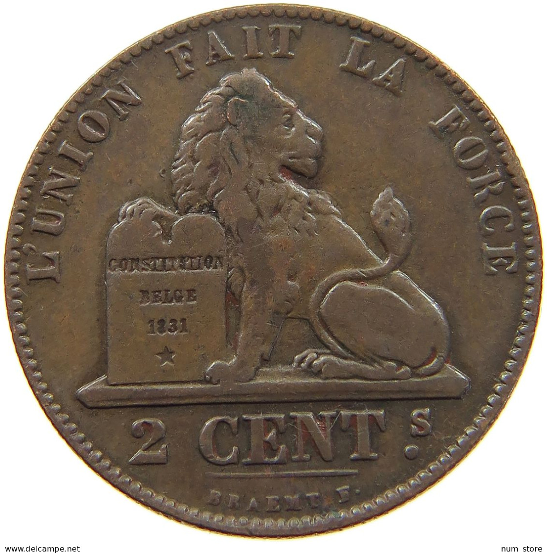 BELGIUM 2 CENTIMES 1864 #a012 0289 - 2 Cent