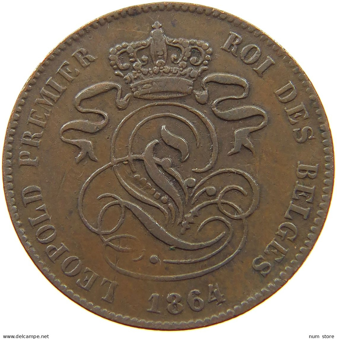 BELGIUM 2 CENTIMES 1864 #a012 0289 - 2 Cents